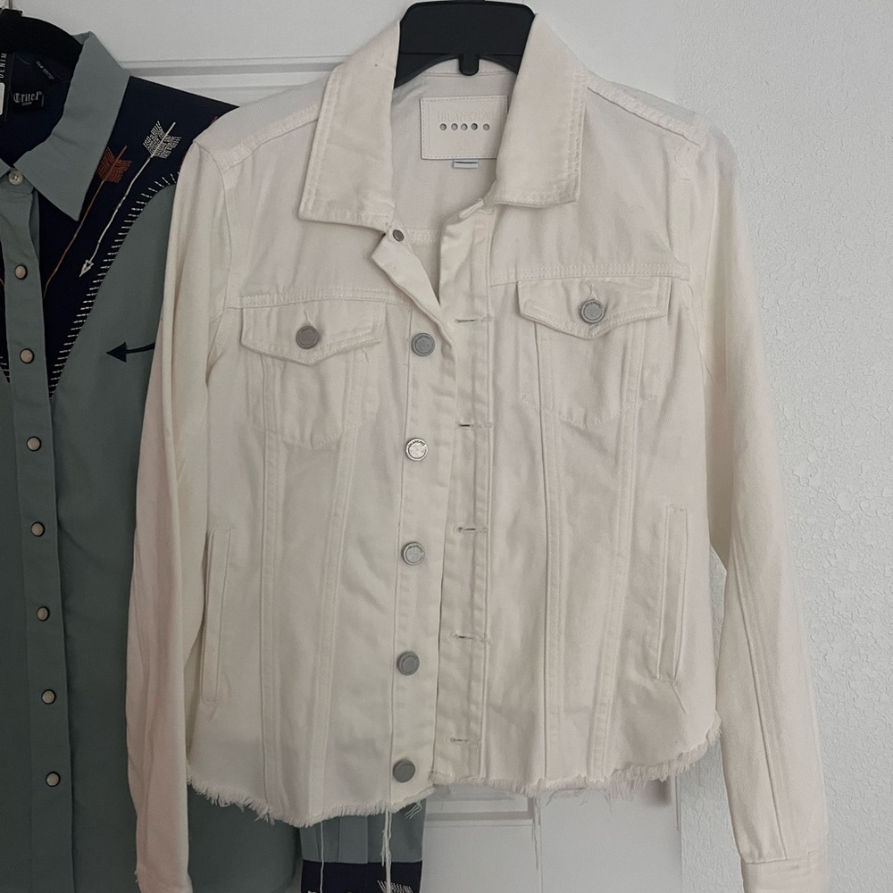 Blank NYC White Jean Jacket Cropped Classic